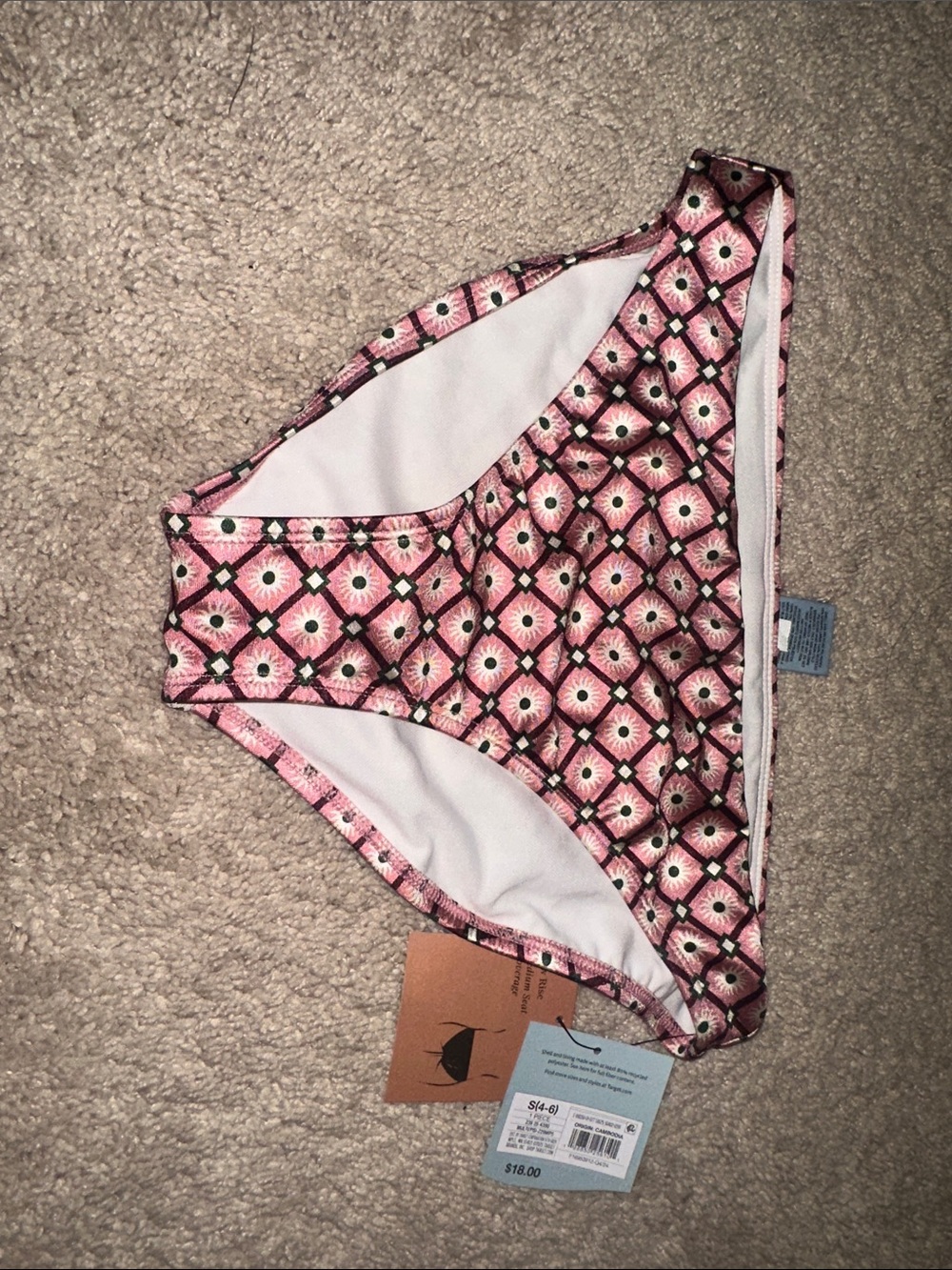 Shade & Shore Pink Geometric Print Bikini Bottom